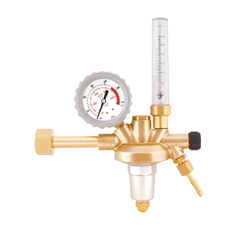 CO2 Pressure Regulator with Flowmeter and Safety