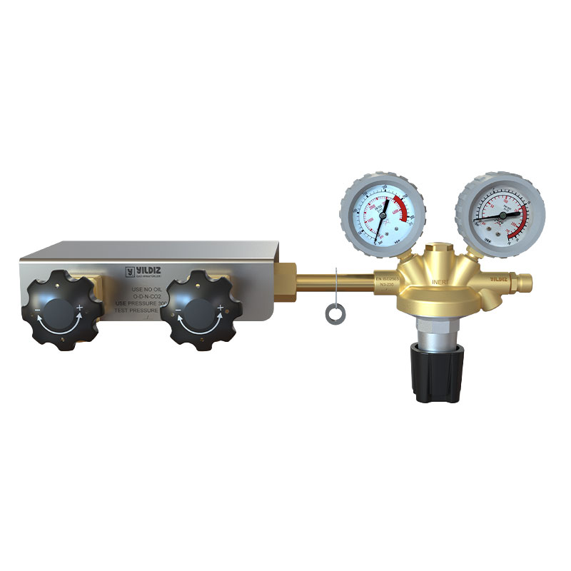 1+1 Azot, Argon, Kuru Hava Mini Manifold Sistem - 10 Bar