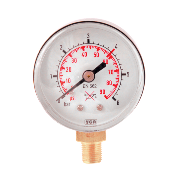 Bar O2 Manometer Logo Yıldız Gaz Armatürleri - Oxygen Outlet Pressure Gauges (Manometers) 0-6 Bar